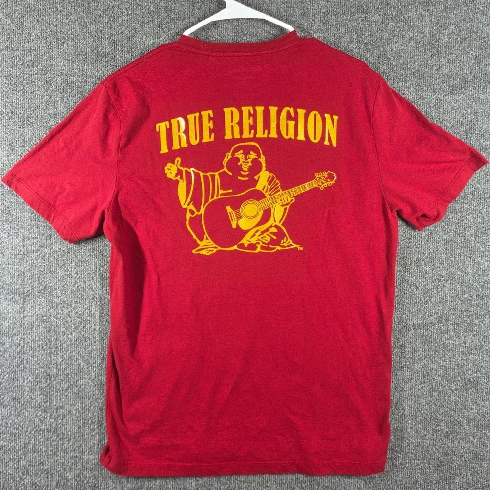 True Religion Shirt Mens Medium Buddha Guitar Graphic Horseshoe  Graphic